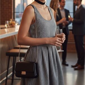 Bananna republic Black and White Striped Dress